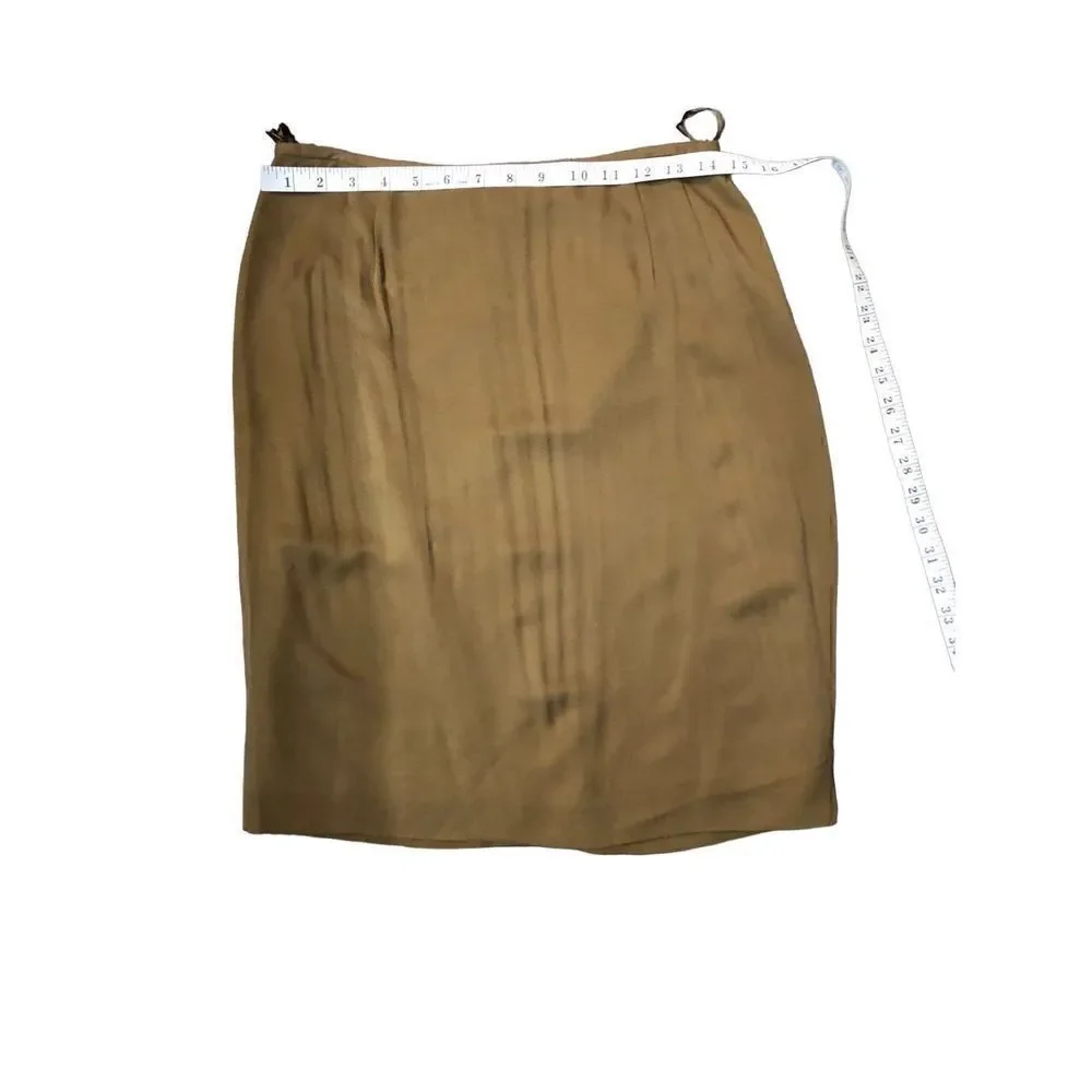 Vintage straight pure silk camel color career skirt Size 10